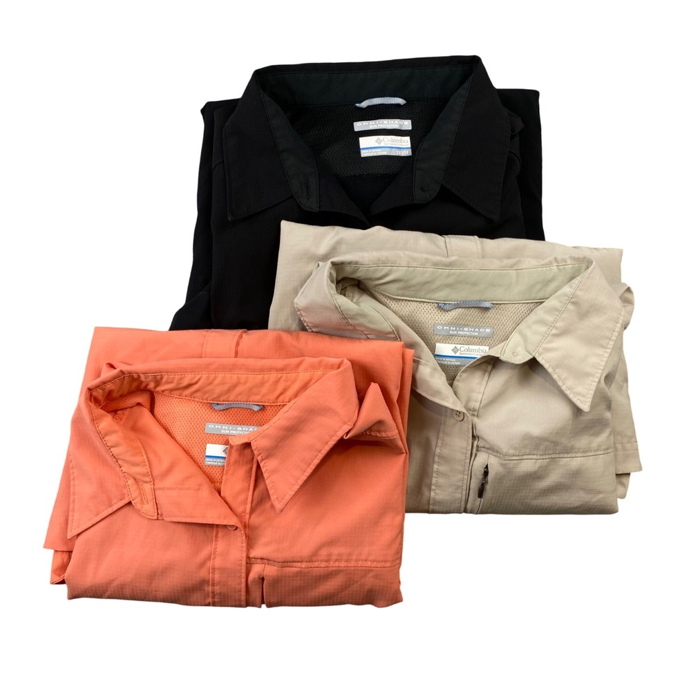 Columbia Omni Shade Womens 2X Hiking Fishing Shirt Lot of 3 AW7079 Long Sleeve
